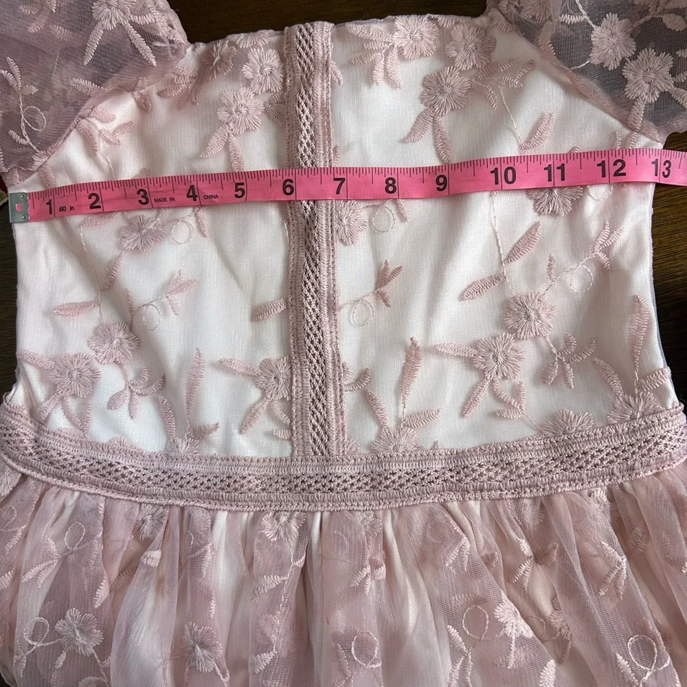 🌸Haute Hippie Pink Floral Embroidered Little girl Dress Size 10 - Picture 9 of 10